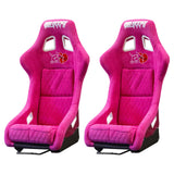 Pink Bull Boost Adjustable Racing Lowered Heartbreak Bucket Seat with Slider Rails