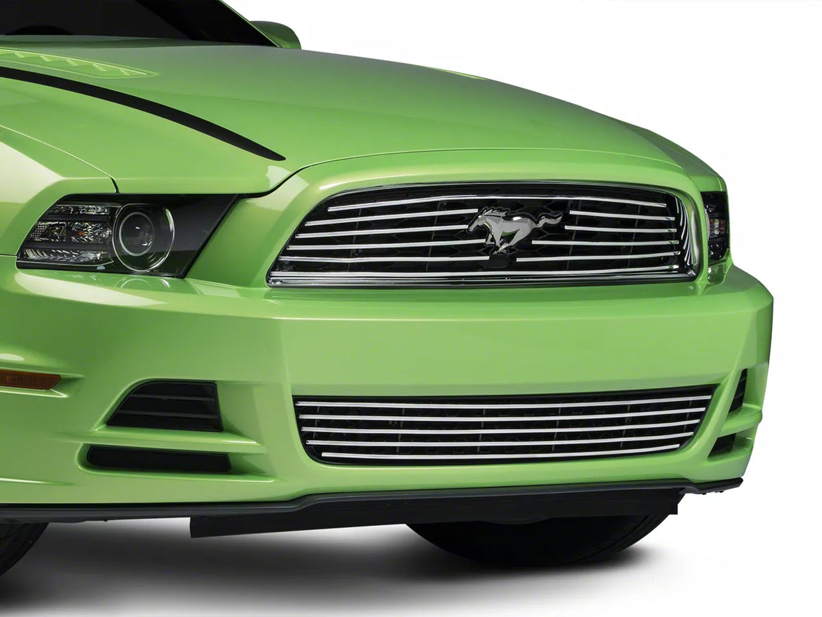 SpeedForm Modern Billet Retro Lower Grille; Polished (13-14 Mustang V6)