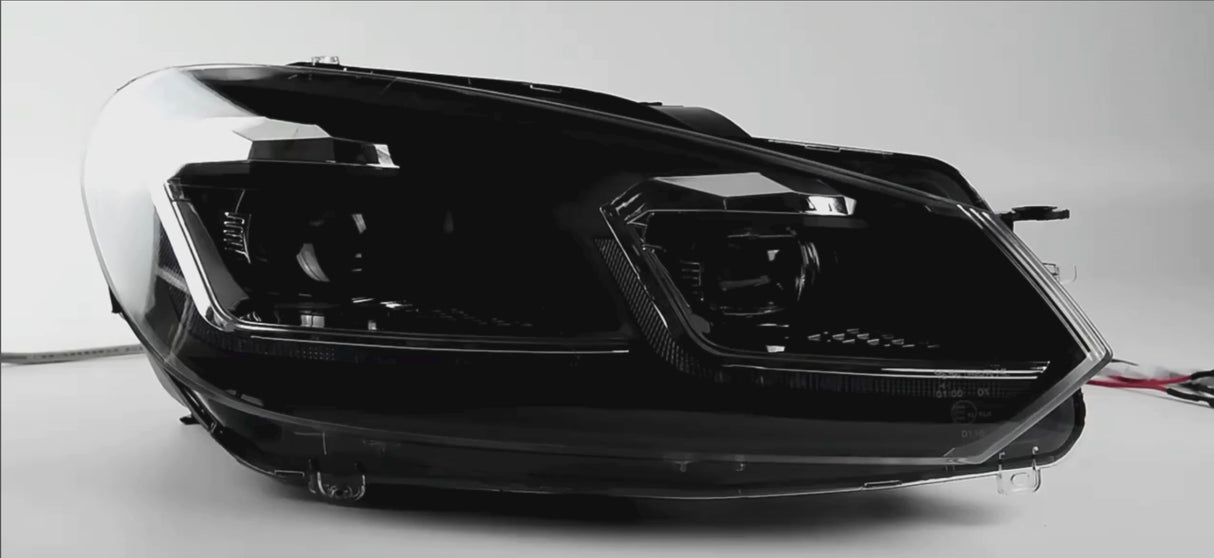 Volkswagen Golf MK6 Red, Silver, and Black Projector with Dynamic Signal LED Headlights (2009 - 2013)