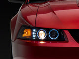 Raxiom Dual Led Halo Projector Headlights; Black Housing; Clear Lens (99-04 Mustang)