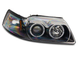 Raxiom Dual Led Halo Projector Headlights; Black Housing; Clear Lens (99-04 Mustang)