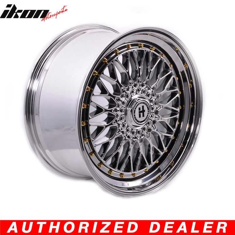 19x9.5 Hayame Wheel Rim Full Platinum & Gold Rivets 5x114.3 5x100 x4