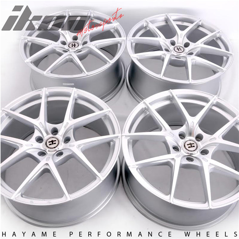 19x9.5 Hayame Wheel Rims Machine Face Silver Lip 5x120 Squared x4