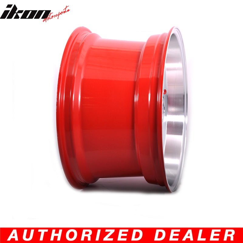 17in Hayame Red Face Red Machine Lip Chrome Rivets Wheel Rims