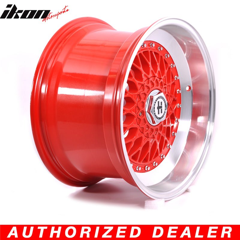 17in Hayame Red Face Red Machine Lip Chrome Rivets Wheel Rims