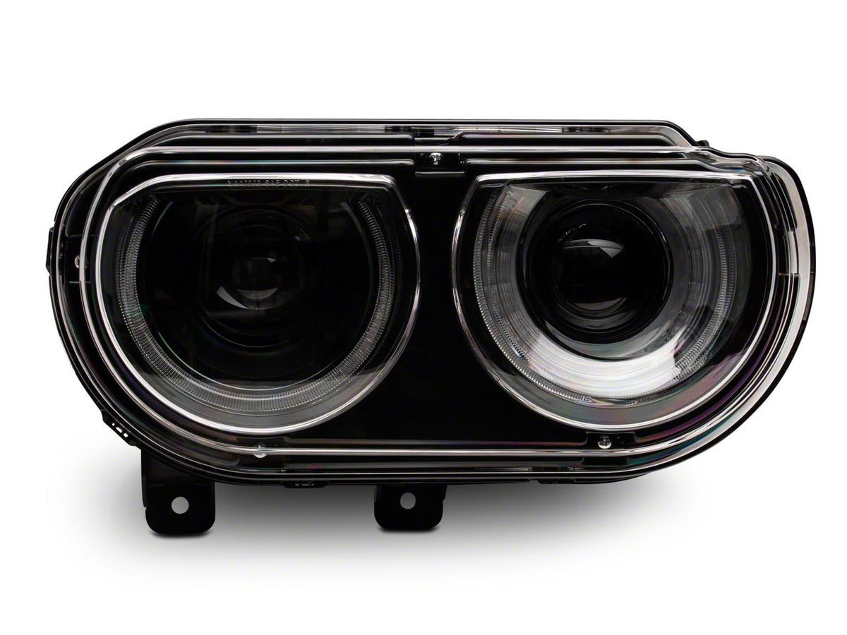 Raxiom Halo Projector Headlights with Sequential Turn Signals; Black Housing; Clear Lens (08-14 Challenger w/ Factory Halogen Headlights)