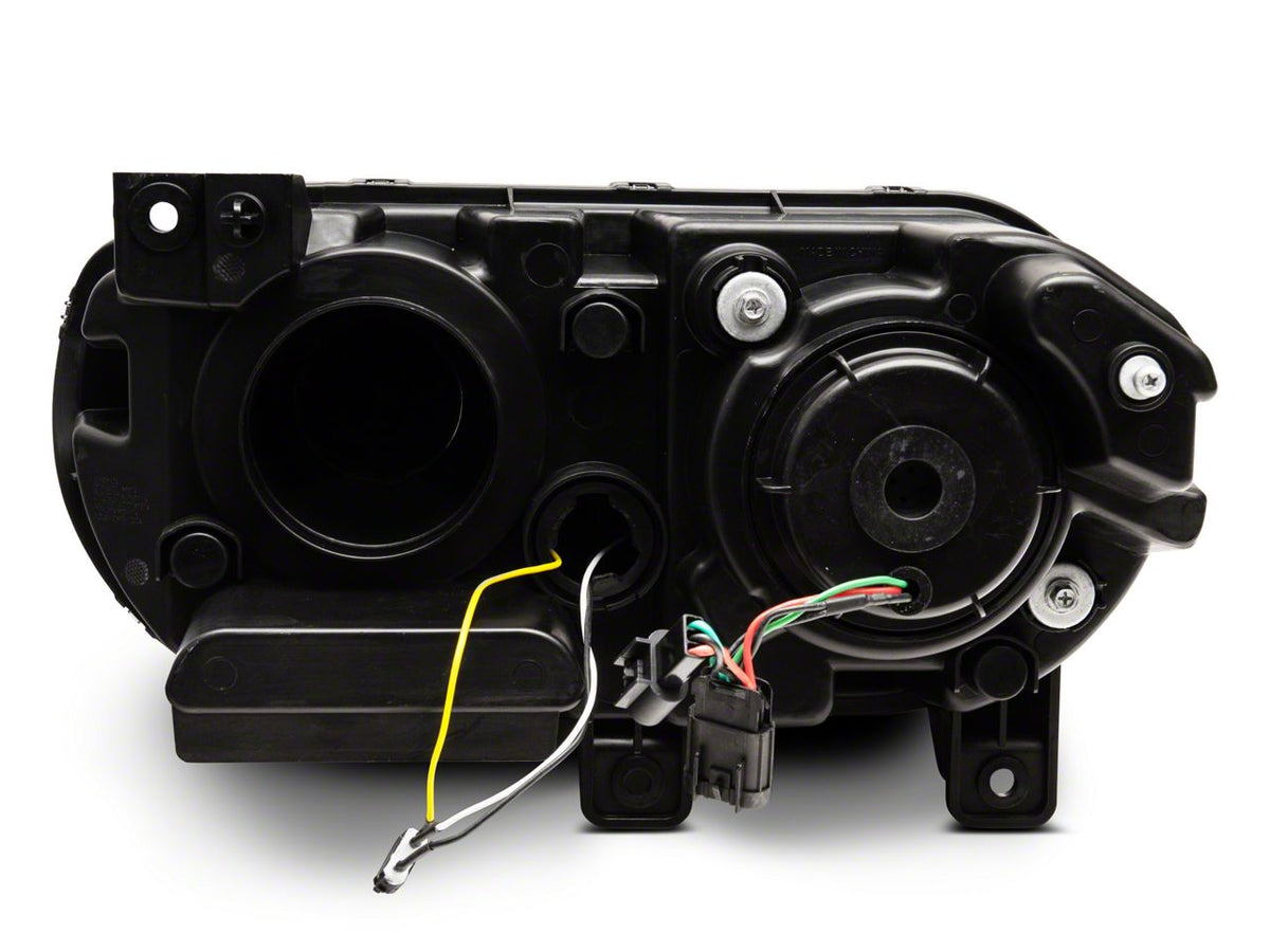 Raxiom Halo Projector Headlights with Sequential Turn Signals; Black Housing; Clear Lens (08-14 Challenger w/ Factory Halogen Headlights)