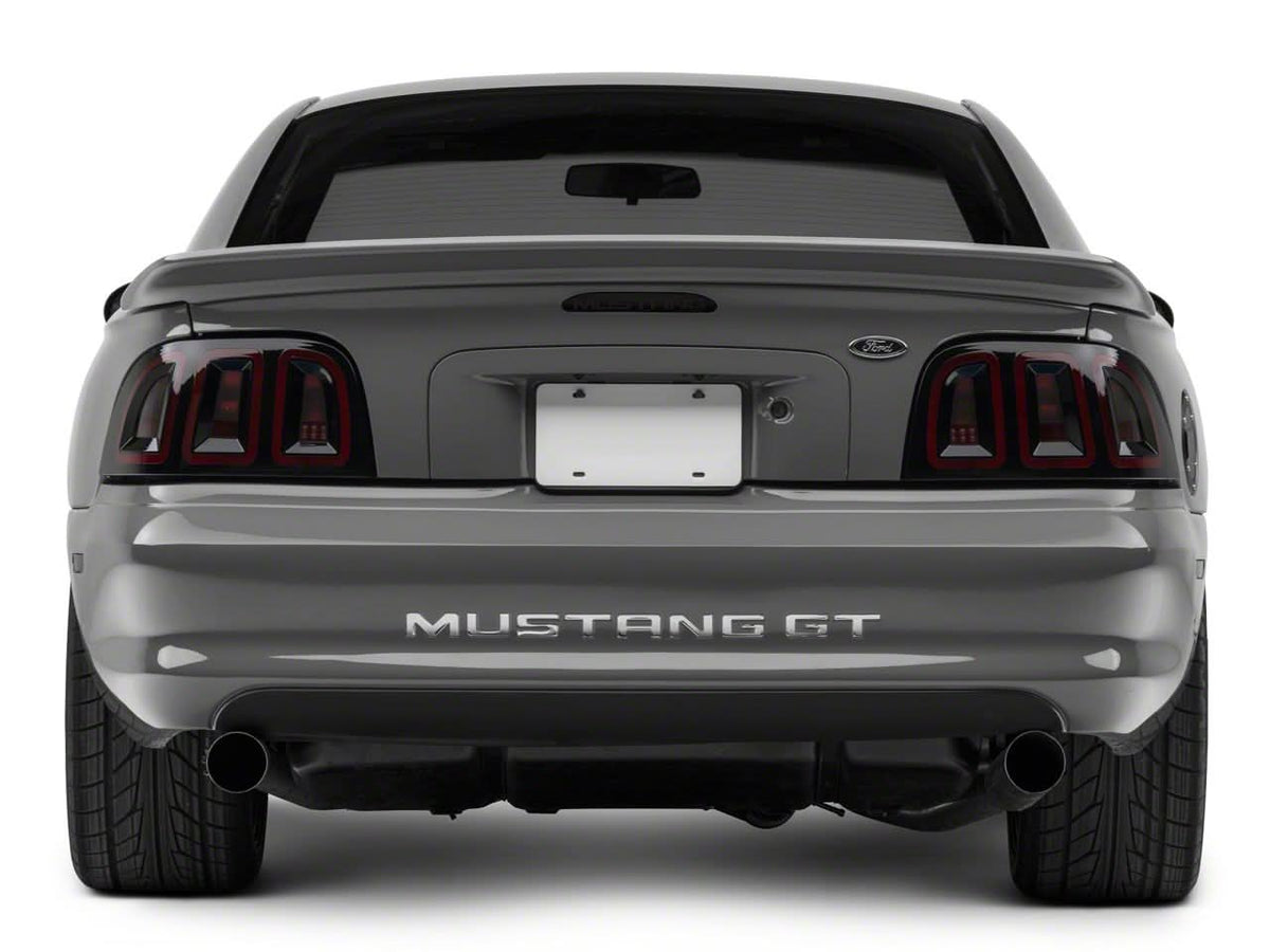 Raxiom Icon Led Tail Lights; Black Housing; Smoked Lens (96-98 Mustang)