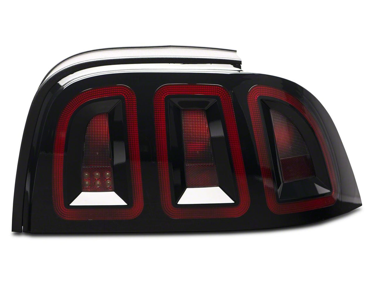 Raxiom Icon Led Tail Lights; Black Housing; Smoked Lens (96-98 Mustang)
