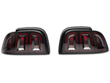 Raxiom Icon Led Tail Lights; Black Housing; Smoked Lens (96-98 Mustang)