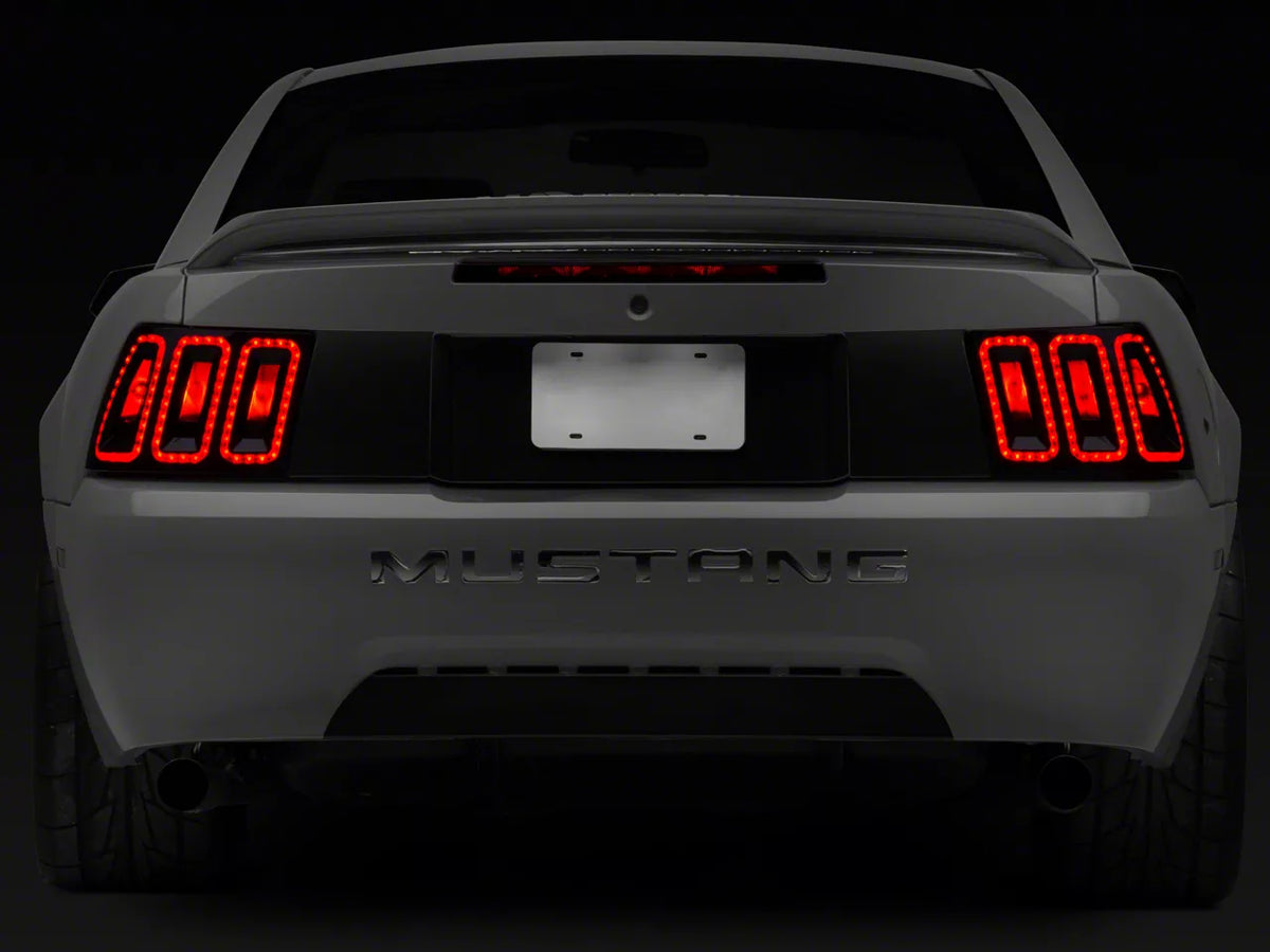 Raxiom Icon Led Tail Lights; Black Housing; Smoked Lens (99-04 Mustang, Excluding 99-01 Cobra)