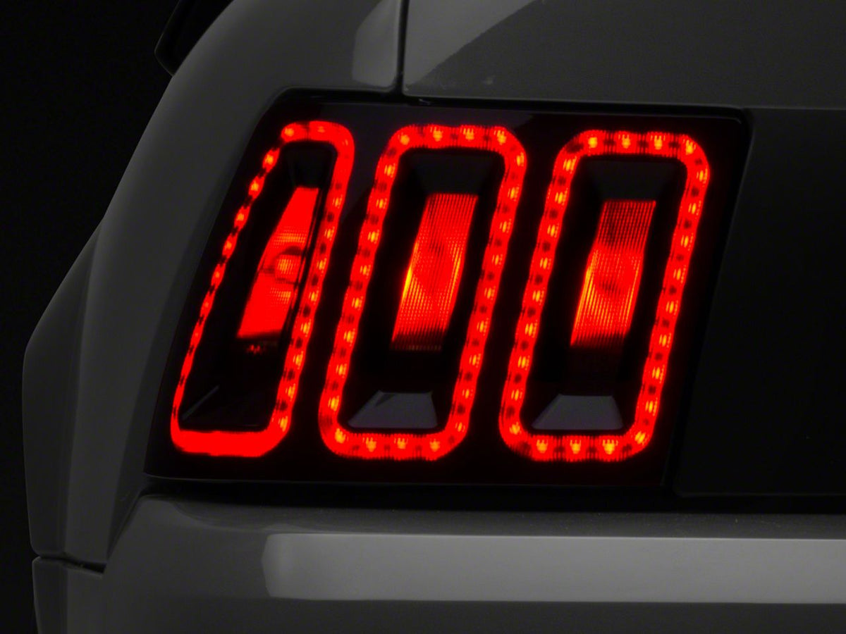 Raxiom Icon Led Tail Lights And Sequential Tail Light Kit; Black Housing; Smoked Lens (99-04 Mustang, Excluding 99-01 Cobra)
