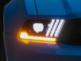 Raxiom LED Projector Headlights with DRL and Sequential Turn Signals; Black Housing; Clear Lens (10-12 Mustang w/ Factory Halogen Headlights)