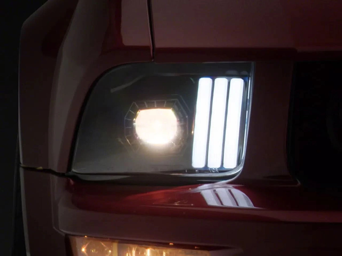 Raxiom Projector Headlights; Black Housing; Clear Lens (05-09 Mustang W/ Factory Halogen Headlights, Excluding Gt500)