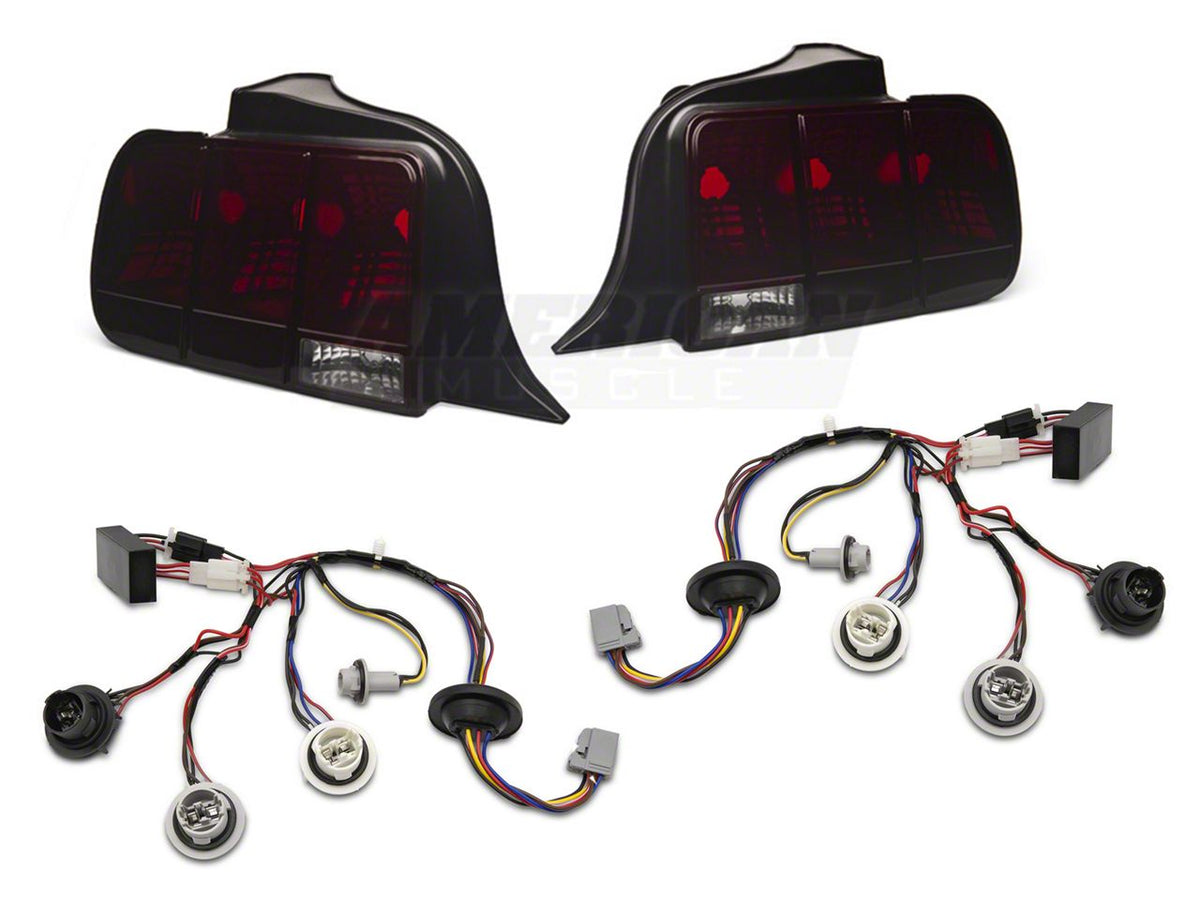 Raxiom Tail Lights And Sequential Tail Light Kit; Black Housing; Smoked Lens (05-09 Mustang)