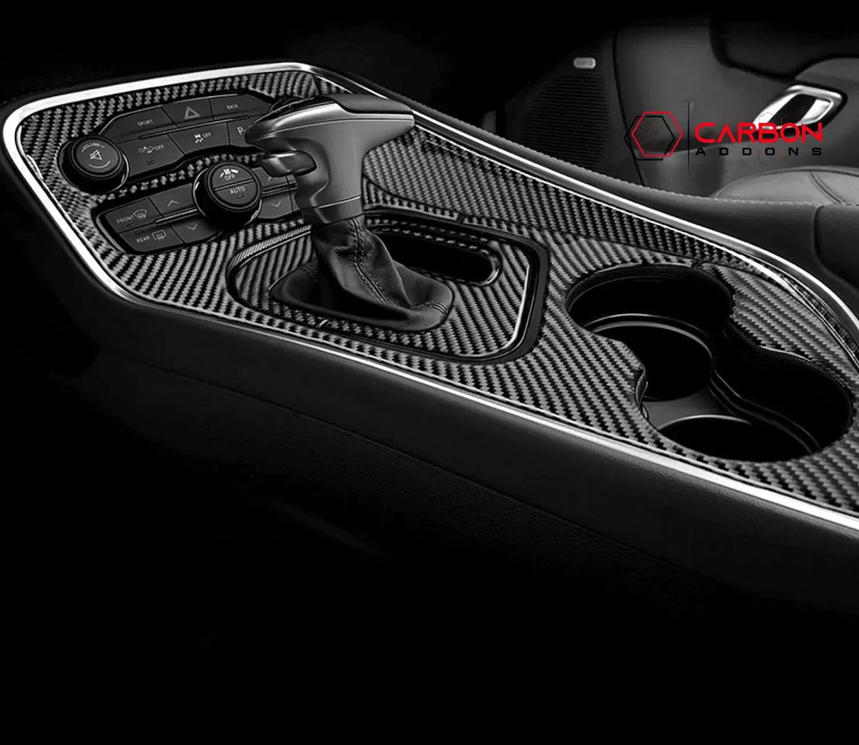 Real carbon fiber center console cover for 2015-2023 Dodge Challenger