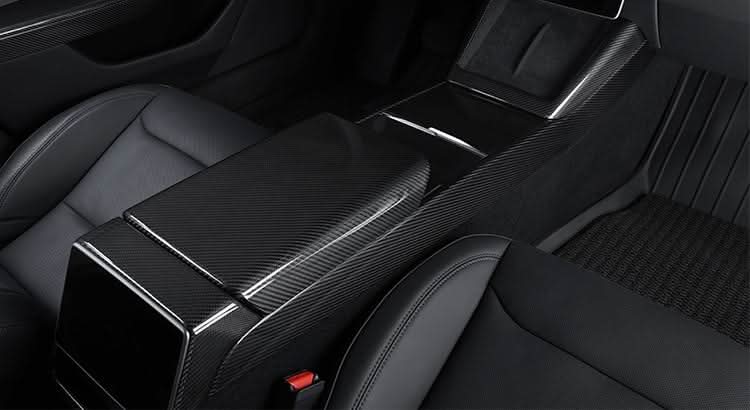 Real Dry Carbon Fiber Center Console Combo Side Panel & Charging Pad Overlay for Model 3 Highland & New Model Y