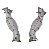 High‑Flow Catted Stainless Steel Downpipe with Heat Shield for Nissan GT‑R R35 3.8TT