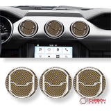 Reflective Carbon Fiber Center Air Vent Outlet Trim Overlay for Mustang 2015-2023