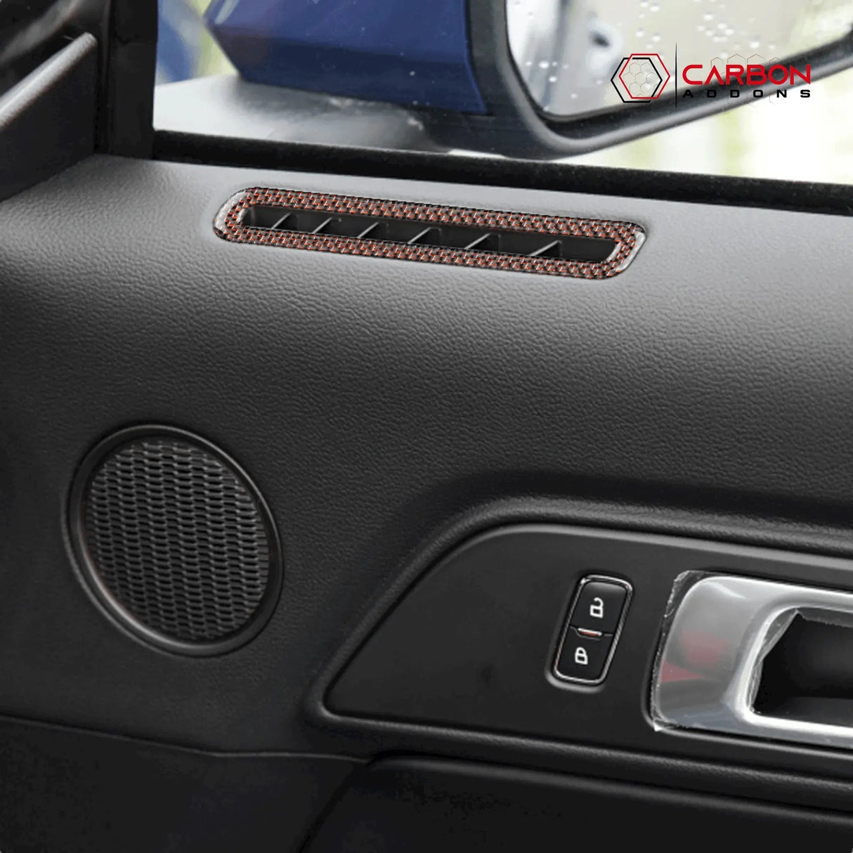 Reflective Carbon Fiber Door Air Outlet Overlay for Mustang 2015-2023