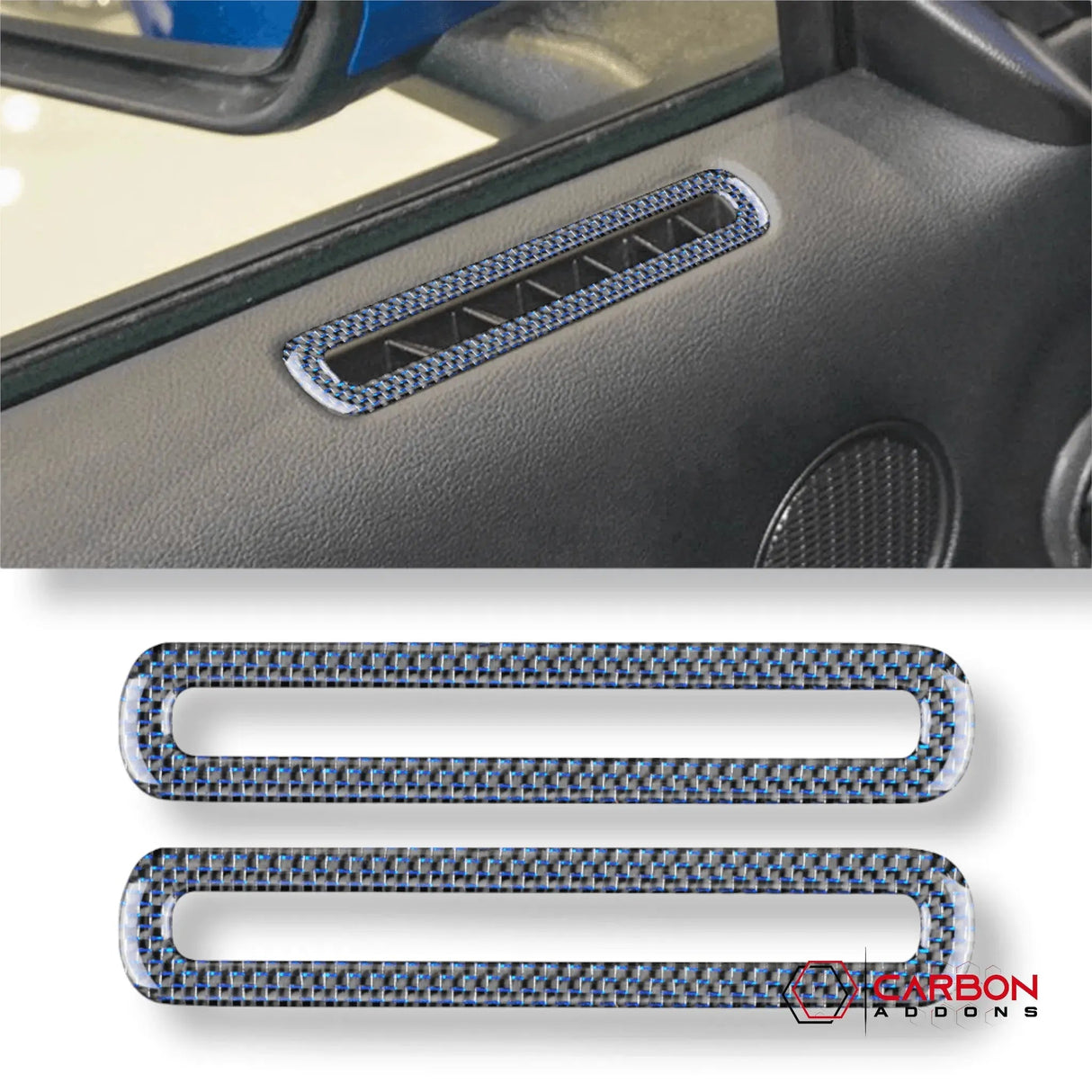 Reflective Carbon Fiber Door Air Outlet Overlay for Mustang 2015-2023
