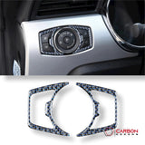 Reflective Carbon Fiber Headlight Switch Trim Overlay For Mustang 2015-2023