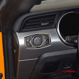 Reflective Carbon Fiber Headlight Switch Trim Overlay For Mustang 2015-2023