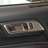 Reflective Carbon Fiber Interior Door Handle Trim Overlay for Mustang 2015-2023