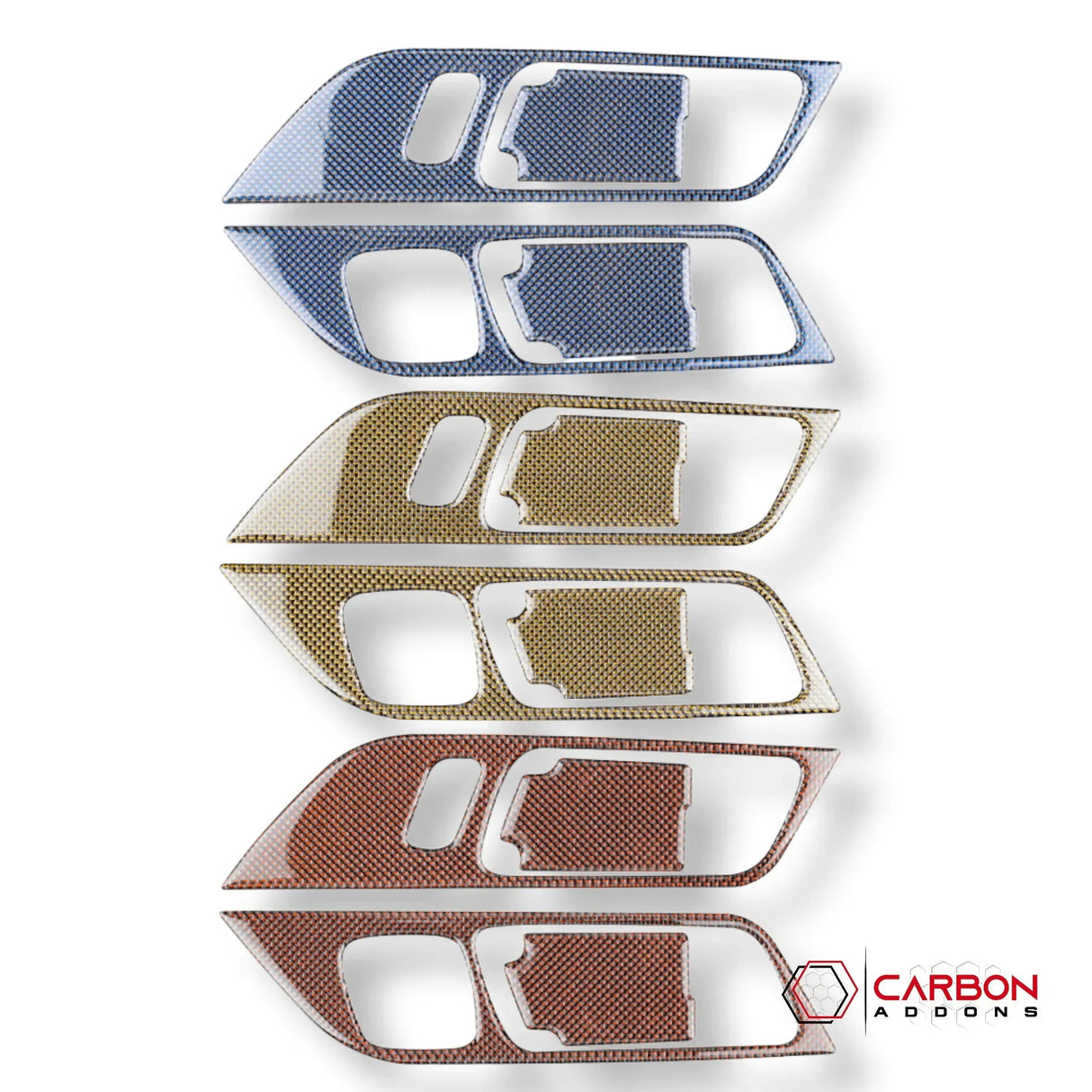 Reflective Carbon Fiber Interior Door Handle Trim Overlay for Mustang 2015-2023