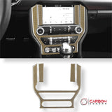 Reflective Carbon Fiber Multimedia Radio Trim Overlay for Mustang 2015-2023