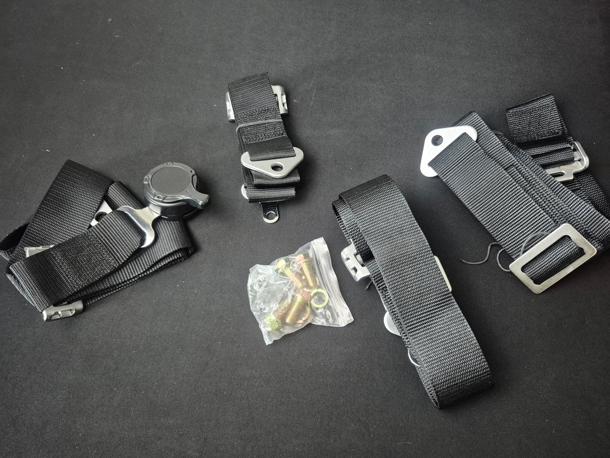 Universal 4 Point Cam-Lock Black Racing Harness Seat Belt Nylon *GARAGE SALE*