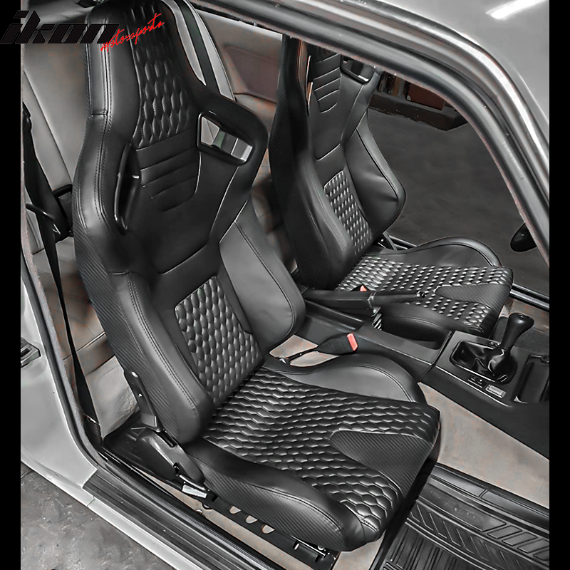 Universal Black Racing Seat with Dual Sliders PU Carbon Leather