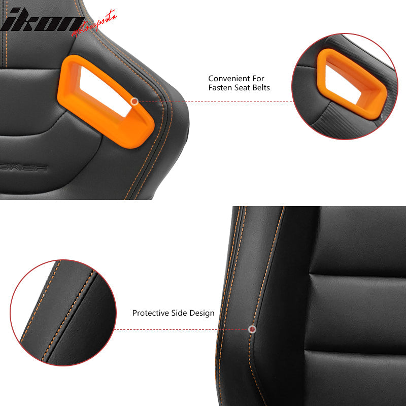 Universal Color Bezel Racing Seat Dual Slider PU Carbon Leather