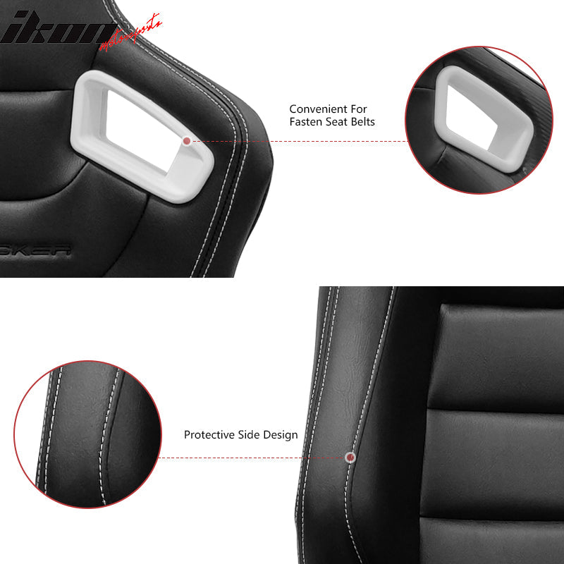 Universal Color Bezel Racing Seat Dual Slider PU Carbon Leather