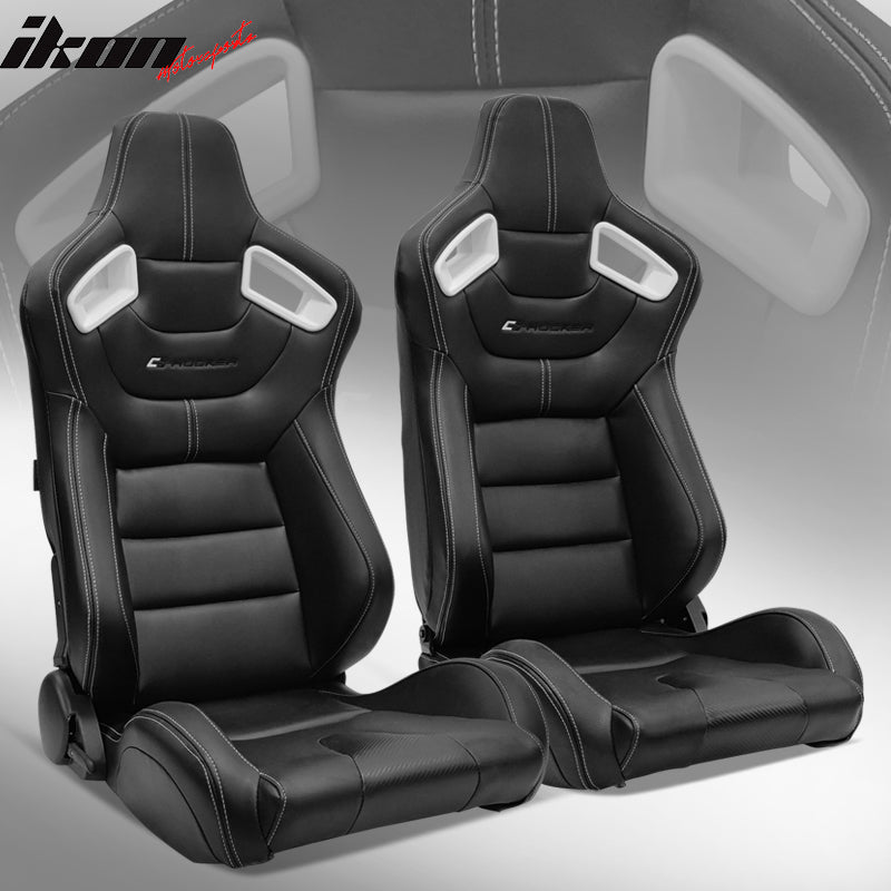 Universal Color Bezel Racing Seat Dual Slider PU Carbon Leather