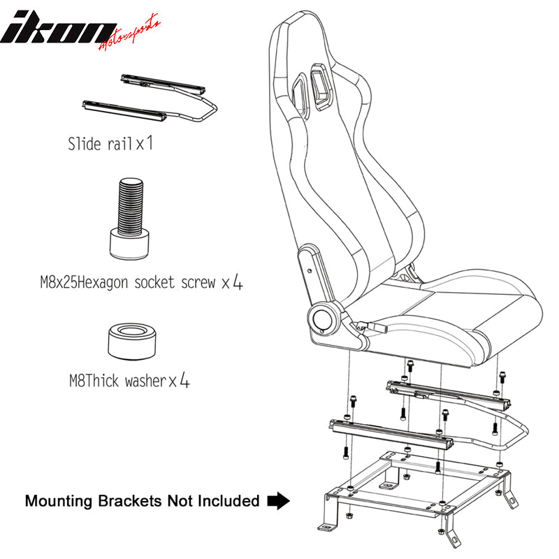 Universal Reclinable Left Driver Side Racing Seat Dual Slider