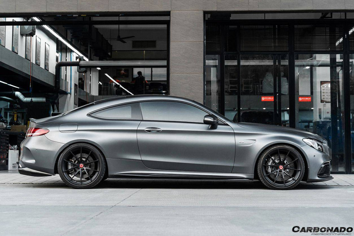 2015-2021 Mercedes Benz W205 C63 S AMG Coupe Carbon Fiber Side Skirts Extension Add On Lip