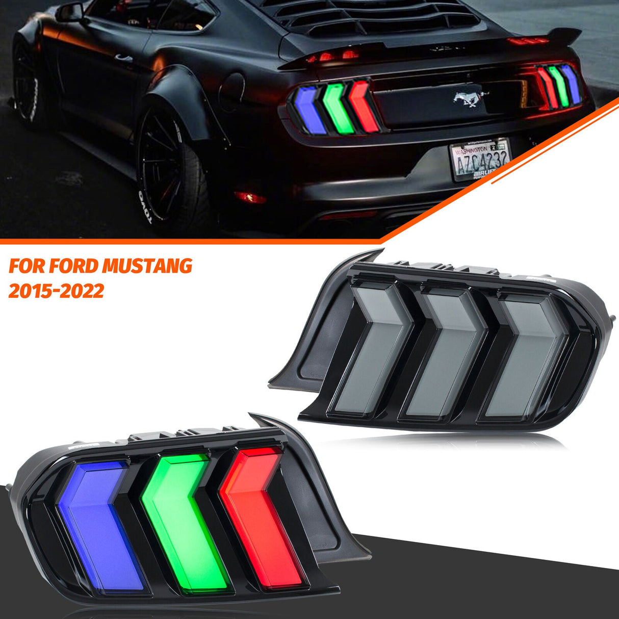 NTXGlow S650 Style RGB Tail Lights (2015-2023 Ford Mustang)
