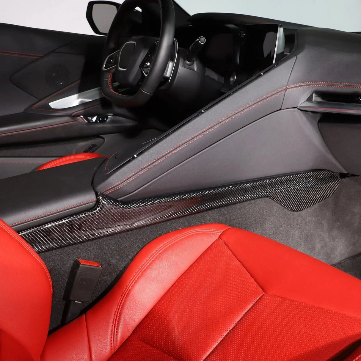 2020+ C8 Corvette Real Dry Carbon Fiber Center Console Lower Trim Covers | Interior Overlay