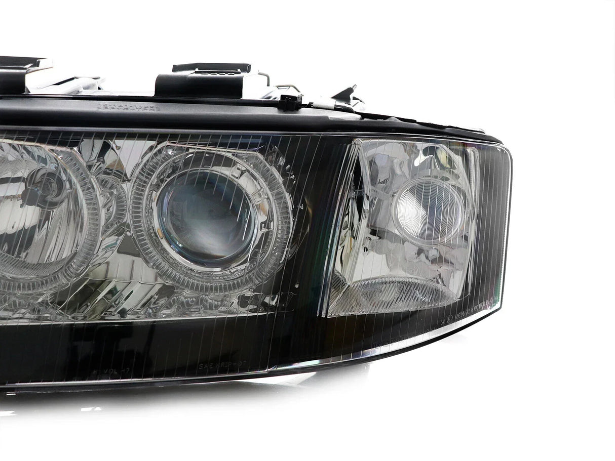 1998-2001 Audi A6 C5 D2S Black Angel Eye Projector Headlights