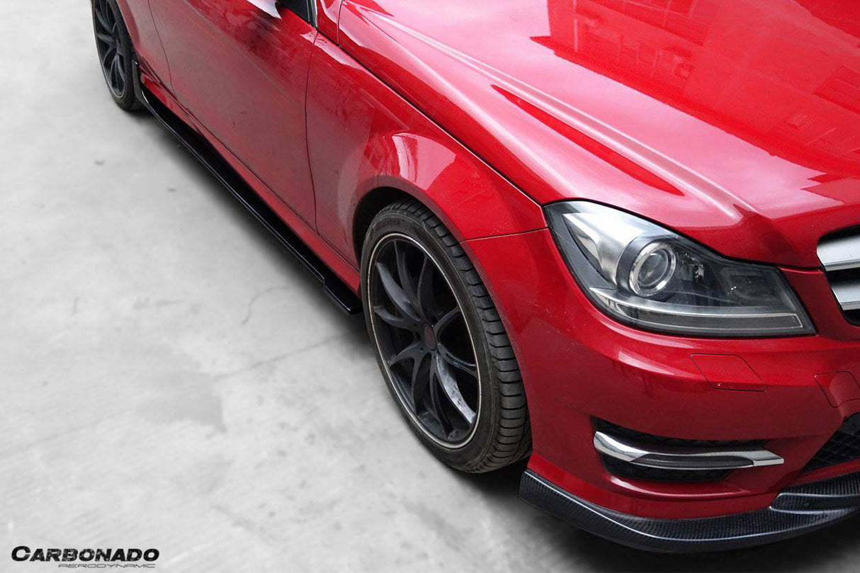 2012-2014 Mercedes Benz W204 C63 AMG C Class Coupe DP Style Side Skirts Under Board