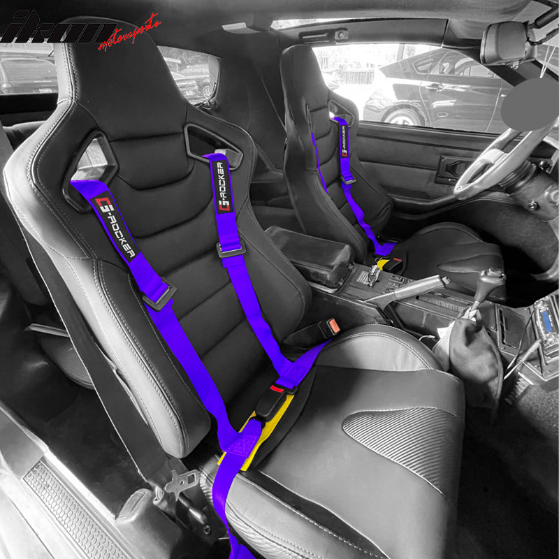 Universal Purple 2" 4 Point Buckle Racing Seat Belt Harness Nylon