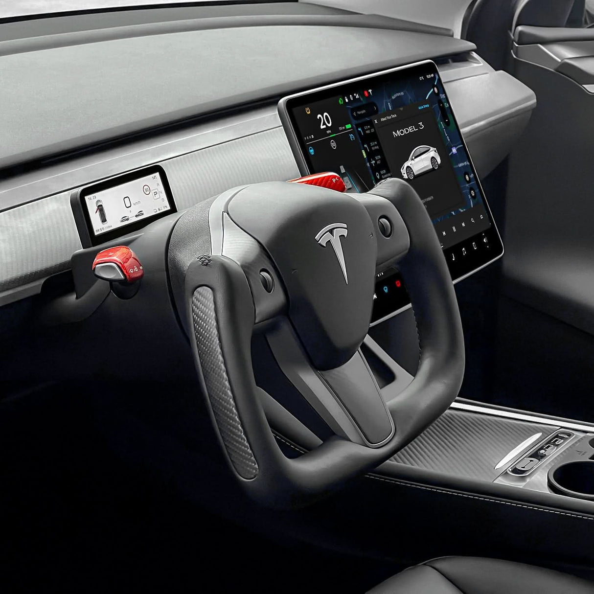 TESERY Yoke Carbon Fiber Steering Wheel for Tesla Model 3 / Y【Style 34】