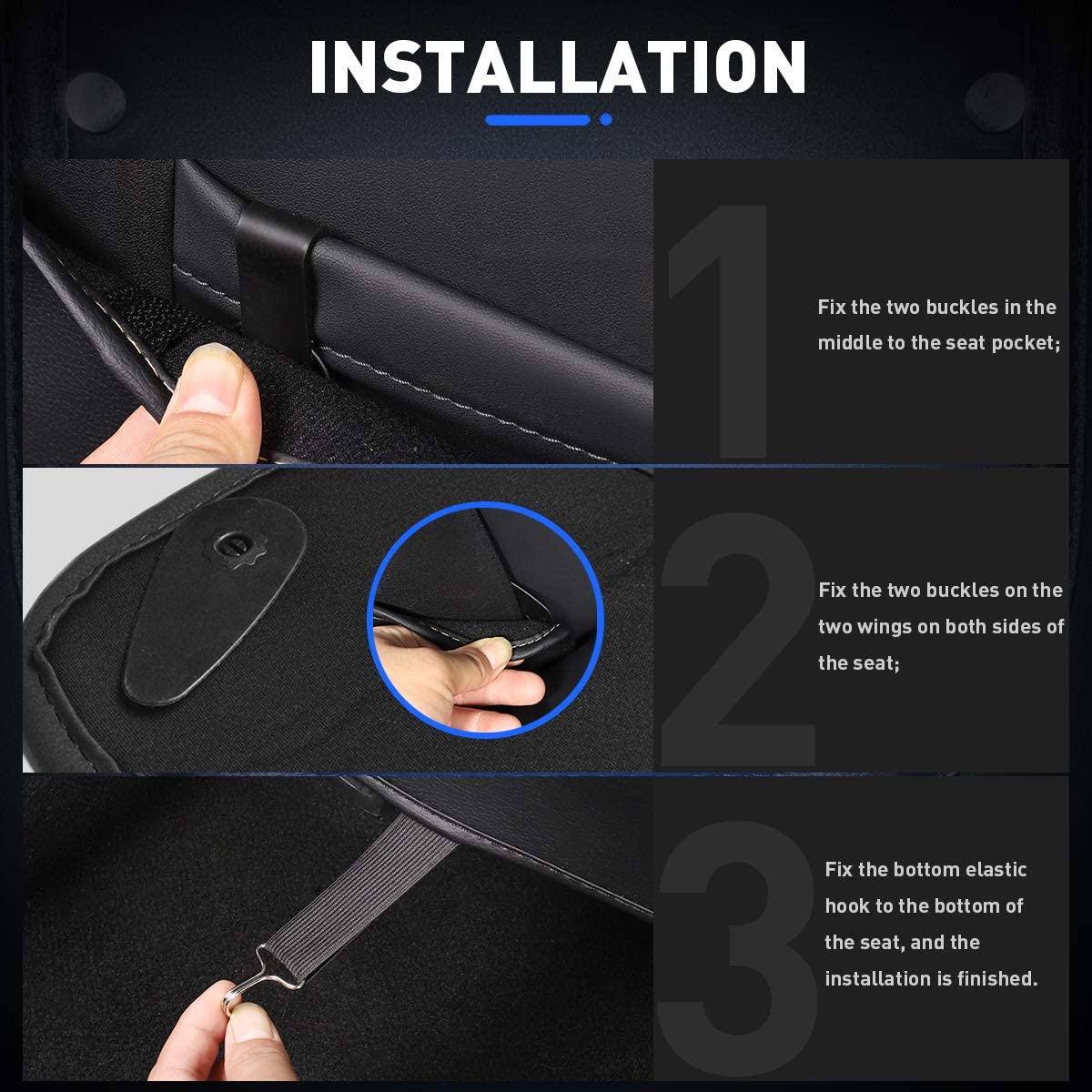 Seat Back Kick Protector for Model 3/Y | Storage Pockets | Easy Clean | TESERY
