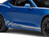 SEC10 Checkered Rocker Decals; Silver (10-24 Camaro)
