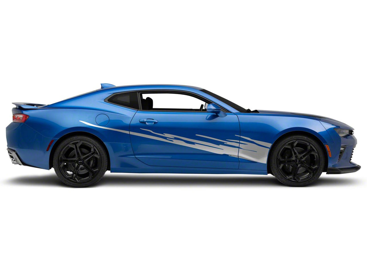 SEC10 Side Splash Decals; Silver (10-24 Camaro)