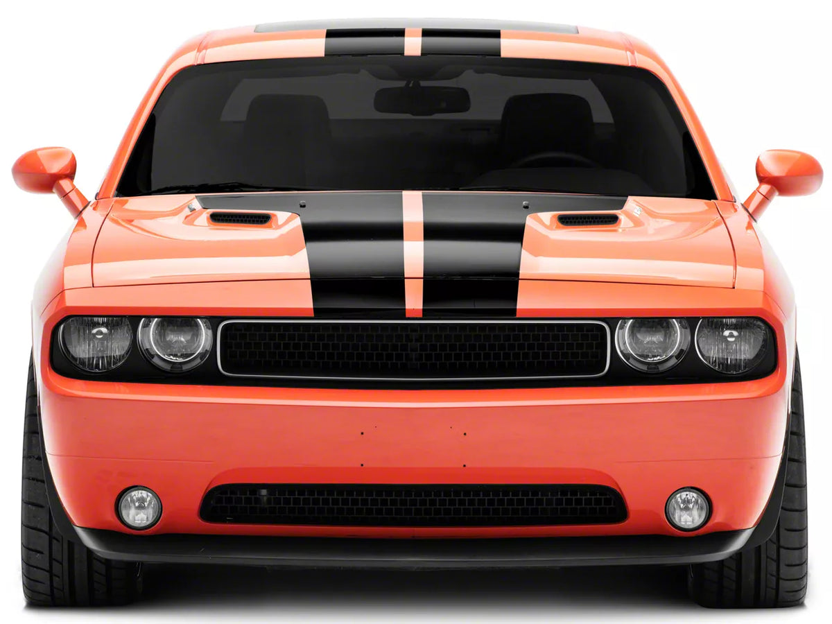 SEC10 Stripes with Hood Decal; Gloss Black (08-14 Challenger)