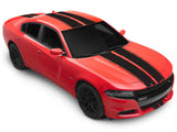 SEC10 Distressed Racing Stripes; Matte Black (06-23 Charger)