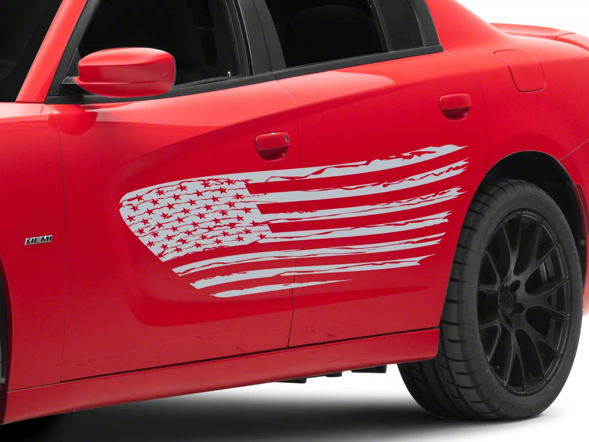 SEC10 Side Flag Decal; Silver (06-23 Charger)