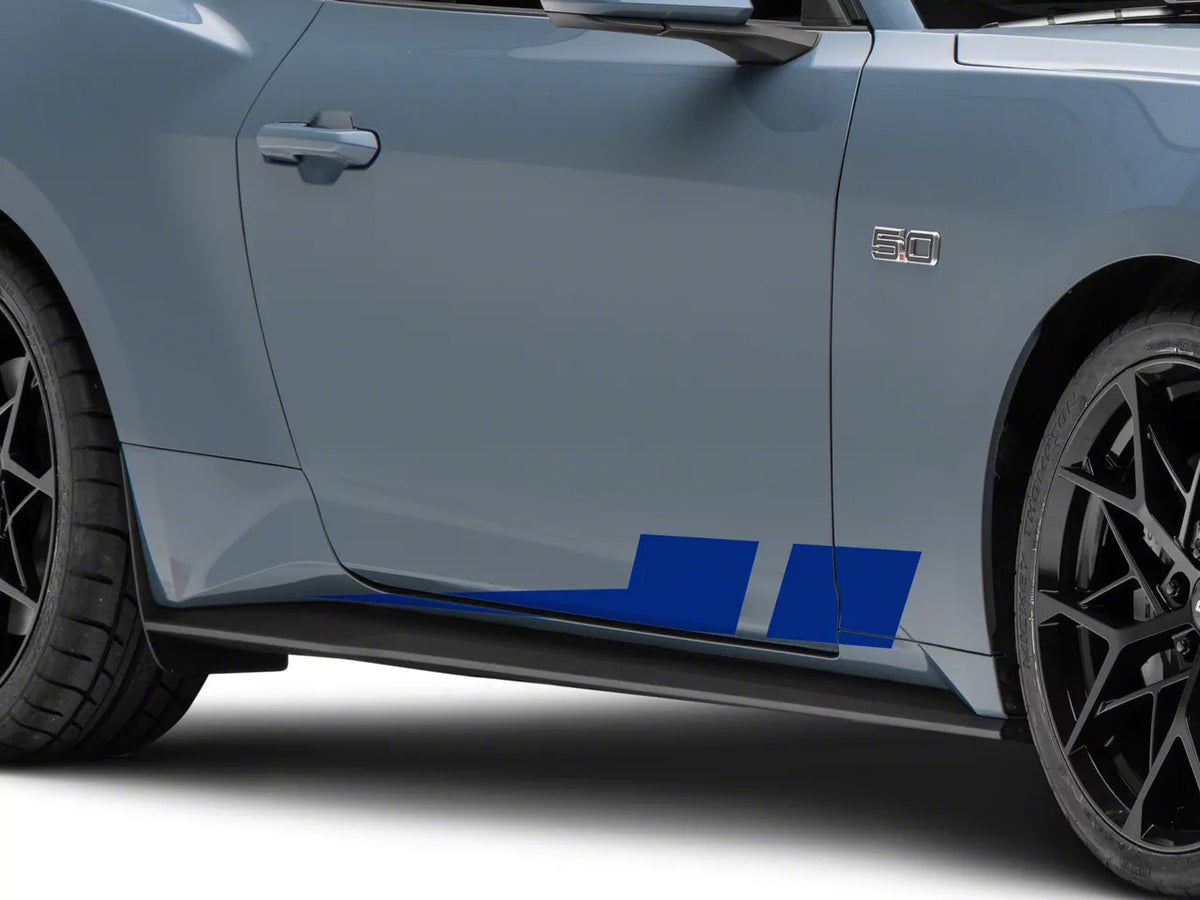 SEC10 Angled Hash Mark Rocker Stripes; Blue (79-26 Mustang)